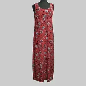 2 Dye 4 Women’s Sleeveless Maxi Dress M Floral Scoop Neck Back Cutout Stretch